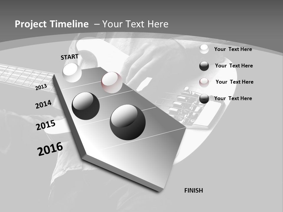 A Black And White Photo Of A Man Playing A Bass Guitar PowerPoint Template