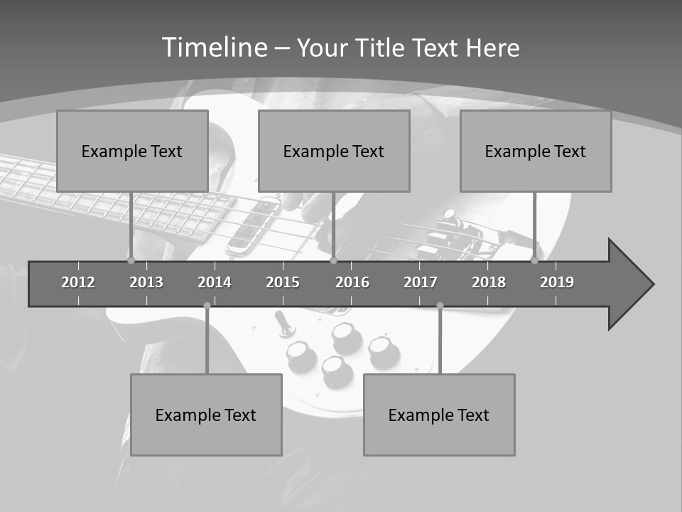 A Black And White Photo Of A Man Playing A Bass Guitar PowerPoint Template