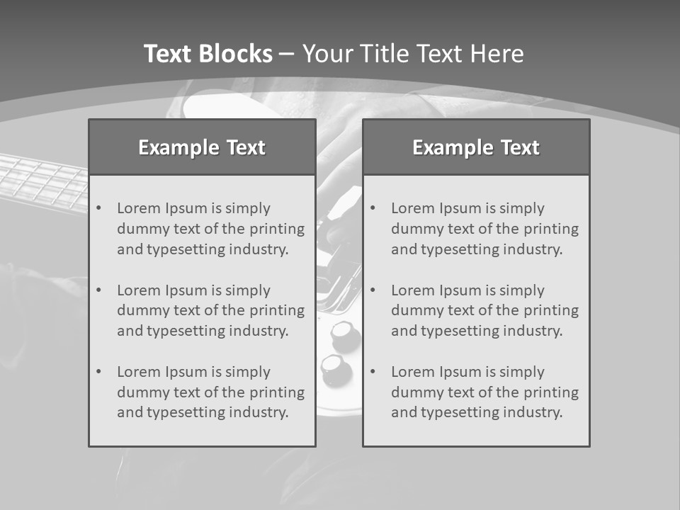 A Black And White Photo Of A Man Playing A Bass Guitar PowerPoint Template
