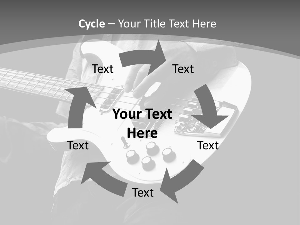 A Black And White Photo Of A Man Playing A Bass Guitar PowerPoint Template