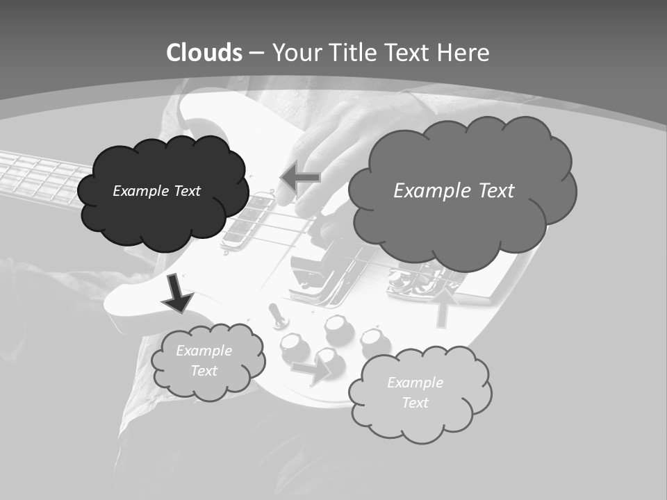 A Black And White Photo Of A Man Playing A Bass Guitar PowerPoint Template