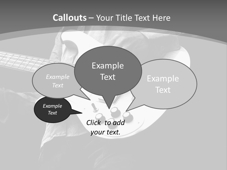 A Black And White Photo Of A Man Playing A Bass Guitar PowerPoint Template