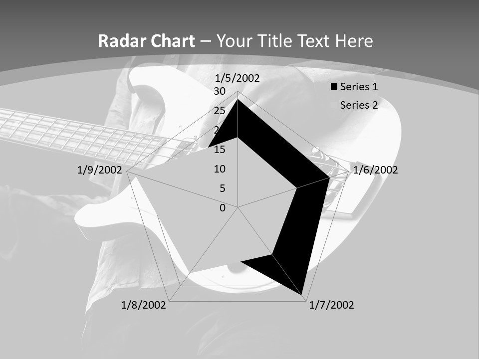 A Black And White Photo Of A Man Playing A Bass Guitar PowerPoint Template