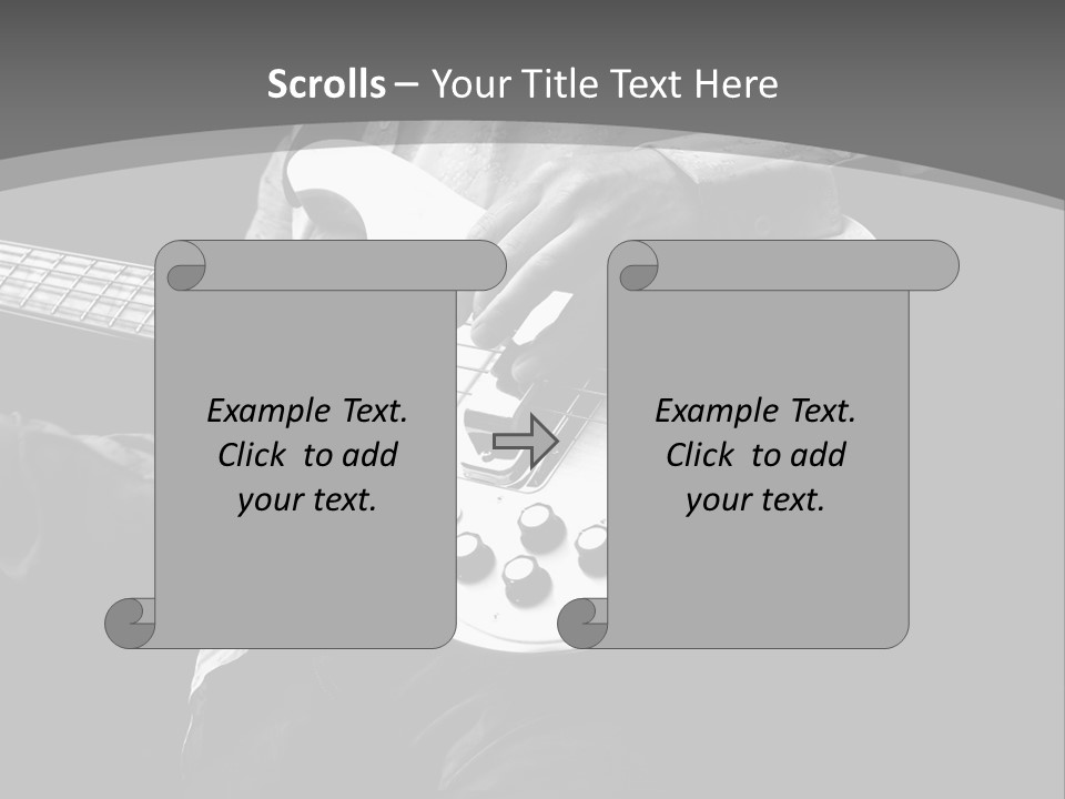 A Black And White Photo Of A Man Playing A Bass Guitar PowerPoint Template