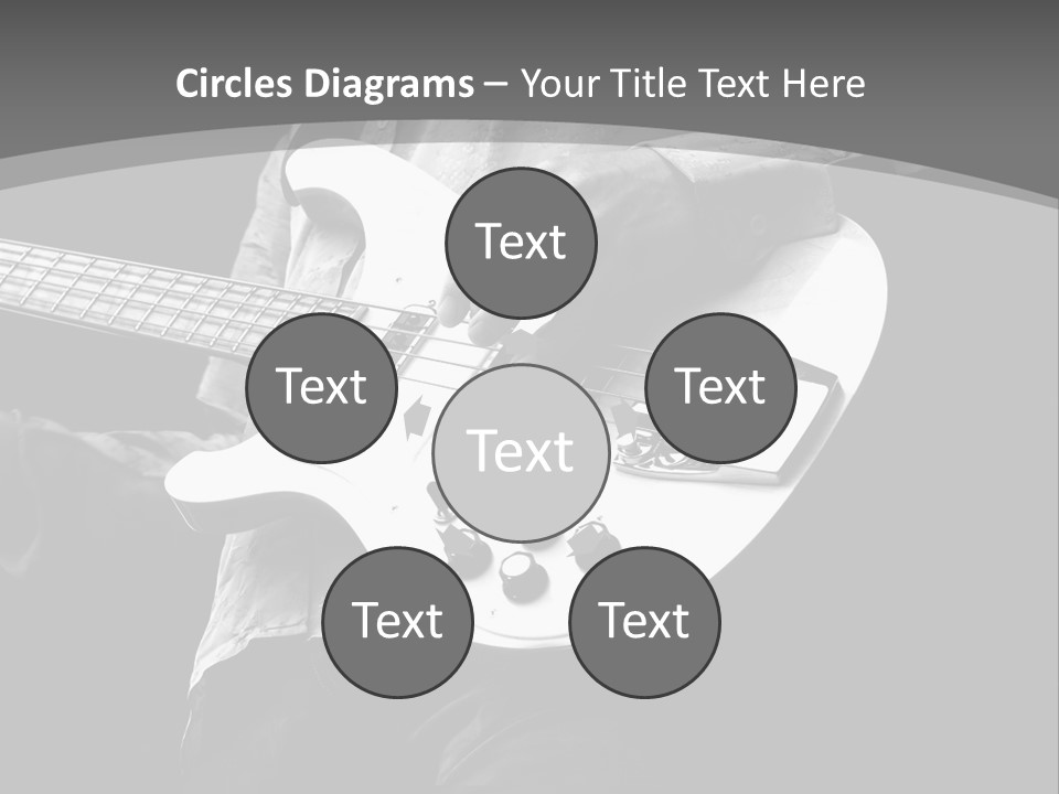 A Black And White Photo Of A Man Playing A Bass Guitar PowerPoint Template