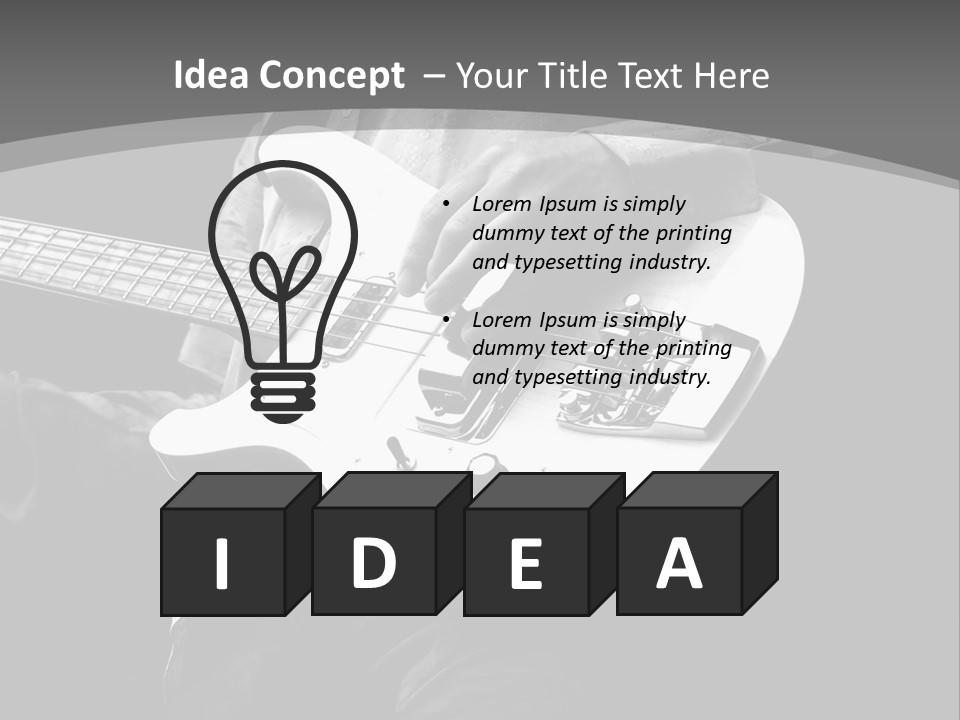 A Black And White Photo Of A Man Playing A Bass Guitar PowerPoint Template