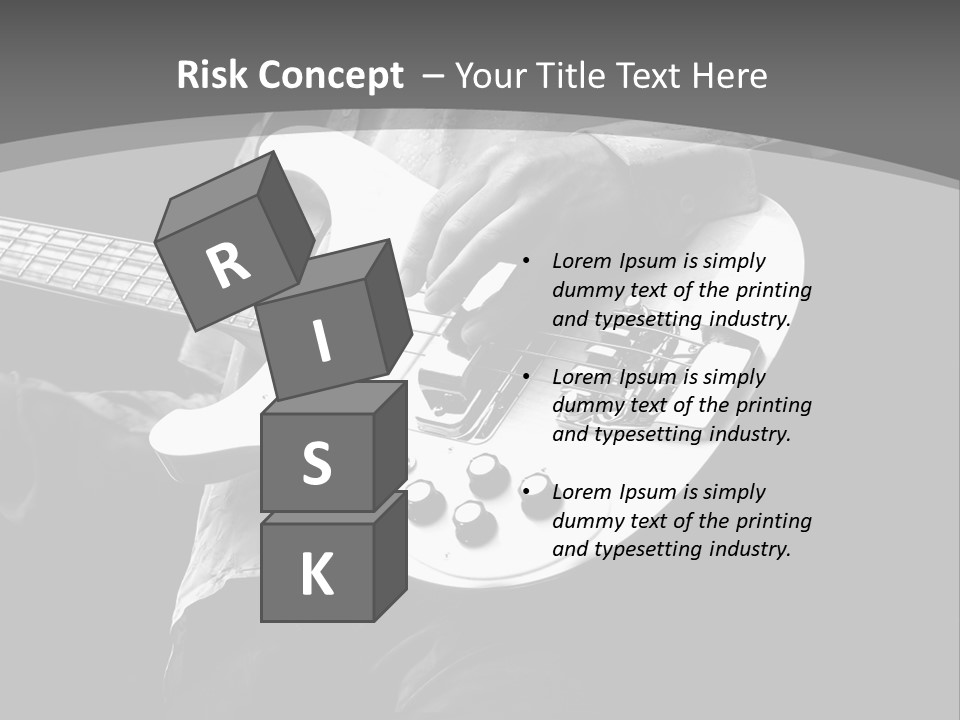 A Black And White Photo Of A Man Playing A Bass Guitar PowerPoint Template