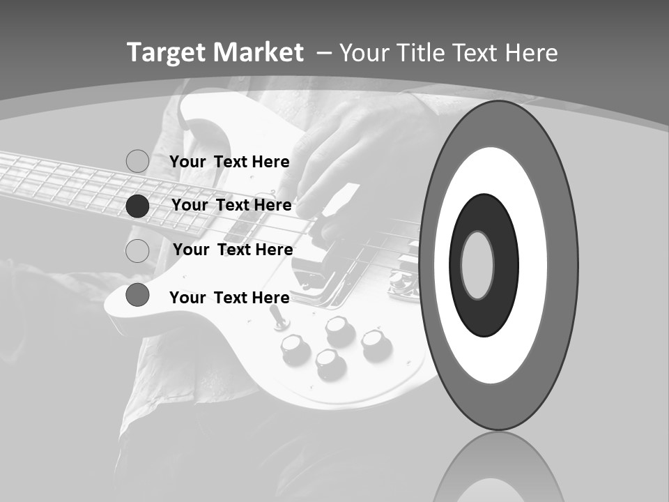 A Black And White Photo Of A Man Playing A Bass Guitar PowerPoint Template