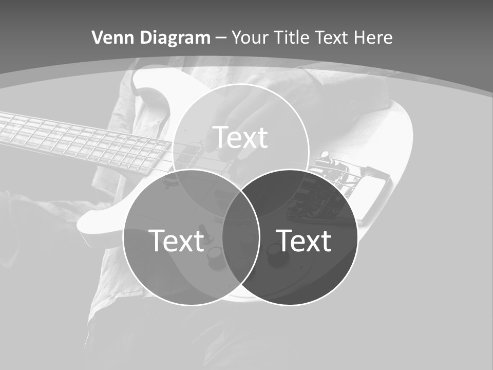 A Black And White Photo Of A Man Playing A Bass Guitar PowerPoint Template