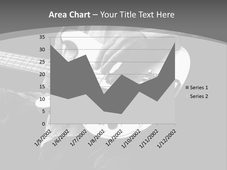 A Black And White Photo Of A Man Playing A Bass Guitar PowerPoint Template