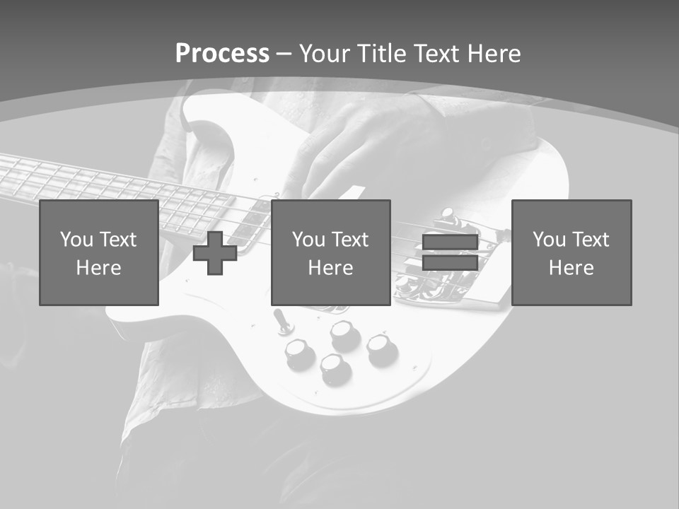 A Black And White Photo Of A Man Playing A Bass Guitar PowerPoint Template