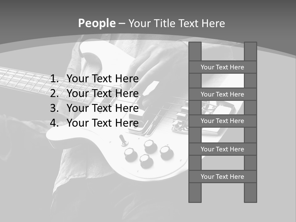 A Black And White Photo Of A Man Playing A Bass Guitar PowerPoint Template