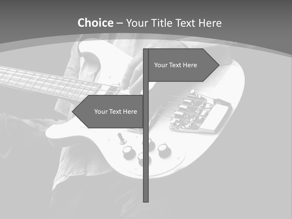 A Black And White Photo Of A Man Playing A Bass Guitar PowerPoint Template