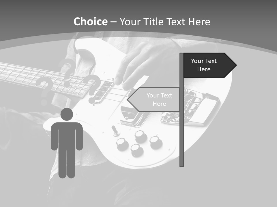 A Black And White Photo Of A Man Playing A Bass Guitar PowerPoint Template