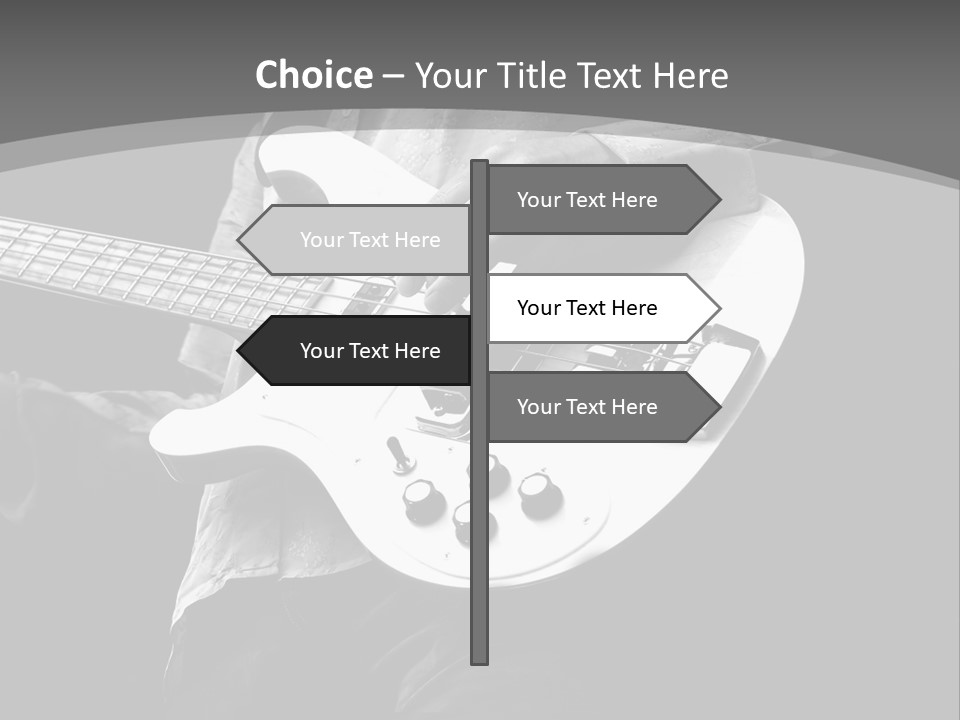 A Black And White Photo Of A Man Playing A Bass Guitar PowerPoint Template