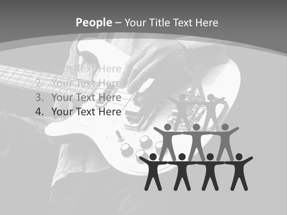 A Black And White Photo Of A Man Playing A Bass Guitar PowerPoint Template