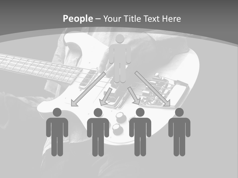 A Black And White Photo Of A Man Playing A Bass Guitar PowerPoint Template