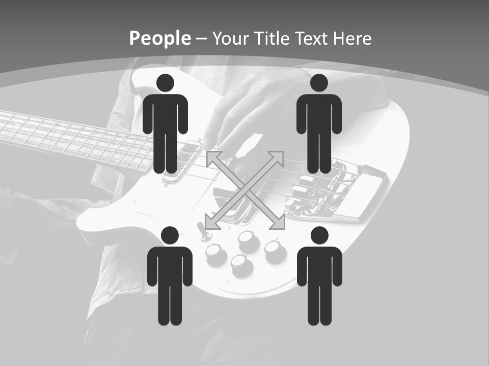 A Black And White Photo Of A Man Playing A Bass Guitar PowerPoint Template
