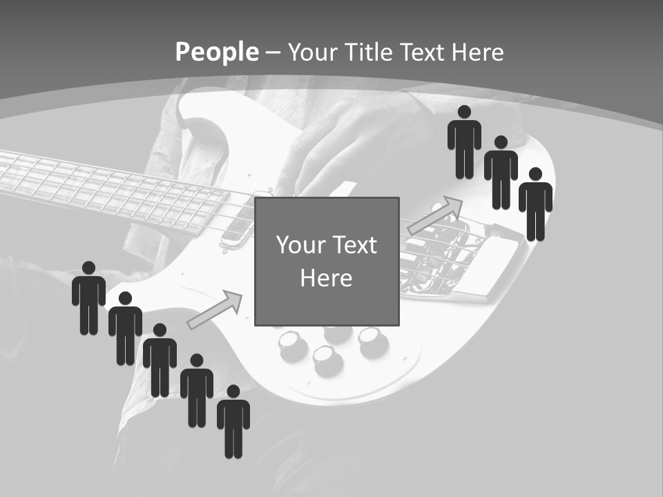 A Black And White Photo Of A Man Playing A Bass Guitar PowerPoint Template