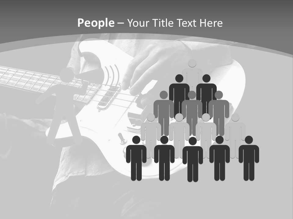 A Black And White Photo Of A Man Playing A Bass Guitar PowerPoint Template