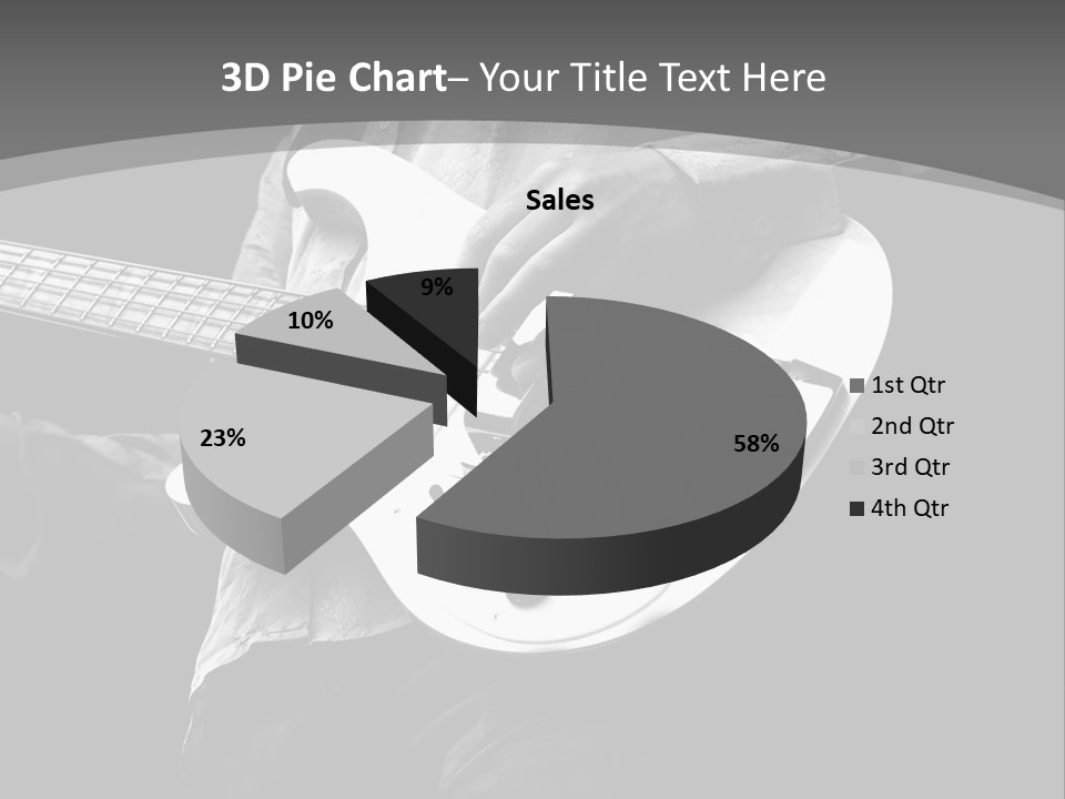 A Black And White Photo Of A Man Playing A Bass Guitar PowerPoint Template