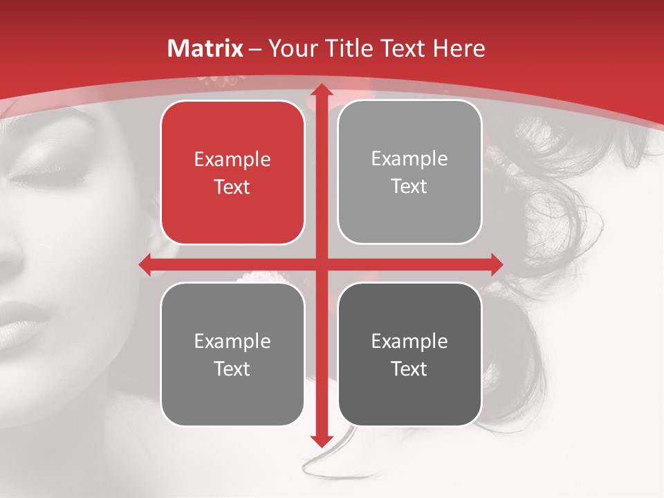 A Woman With Flowers In Her Hair And A Red Background PowerPoint Template