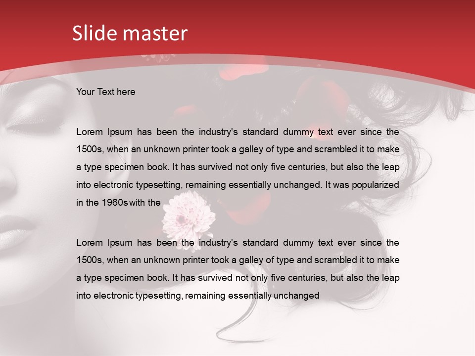 A Woman With Flowers In Her Hair And A Red Background PowerPoint Template