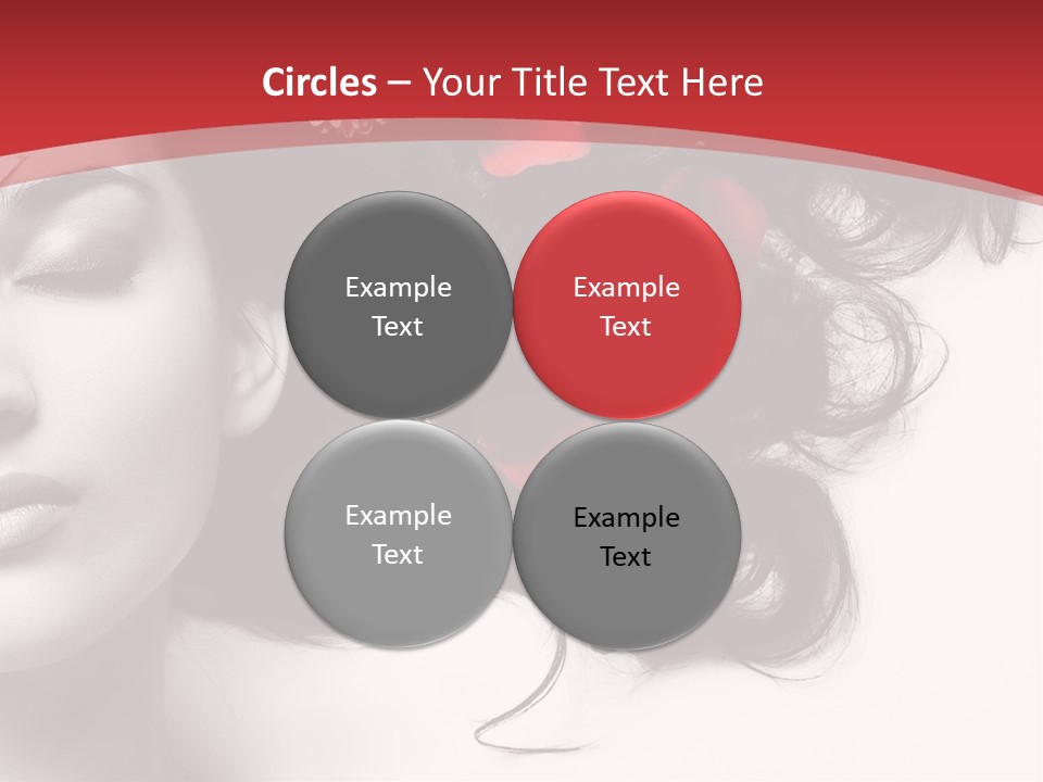 A Woman With Flowers In Her Hair And A Red Background PowerPoint Template