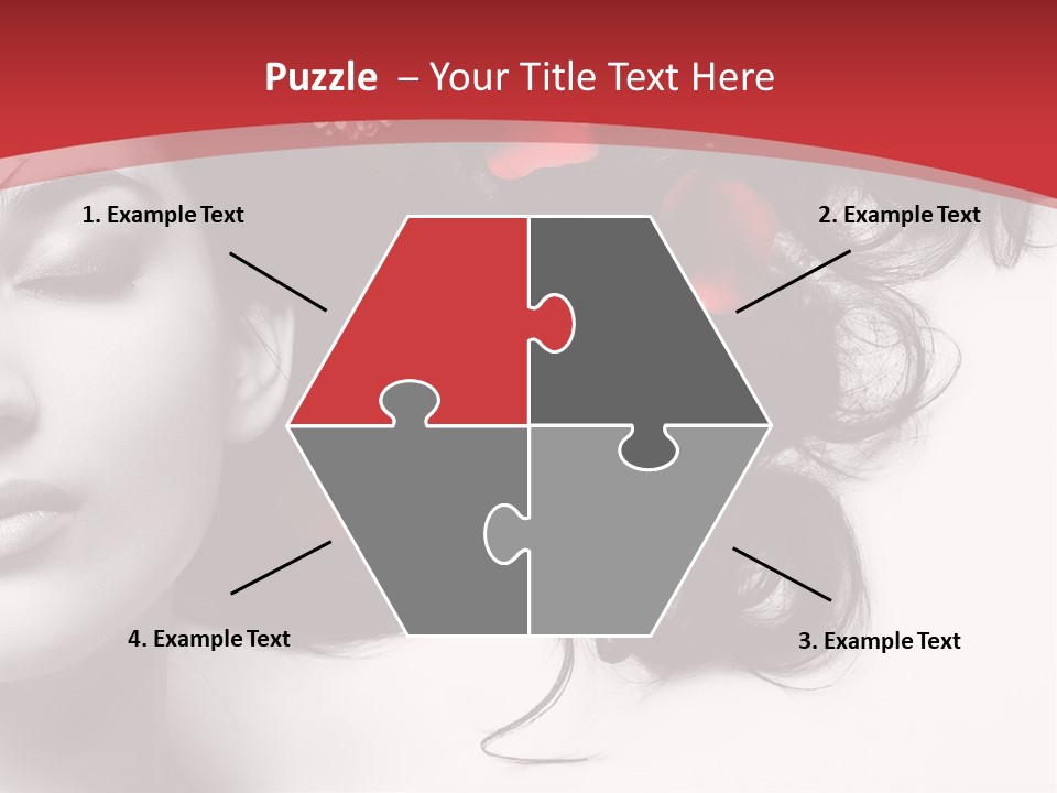 A Woman With Flowers In Her Hair And A Red Background PowerPoint Template