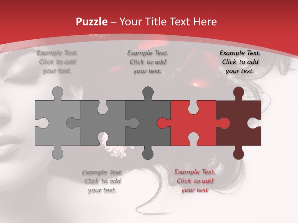 A Woman With Flowers In Her Hair And A Red Background PowerPoint Template