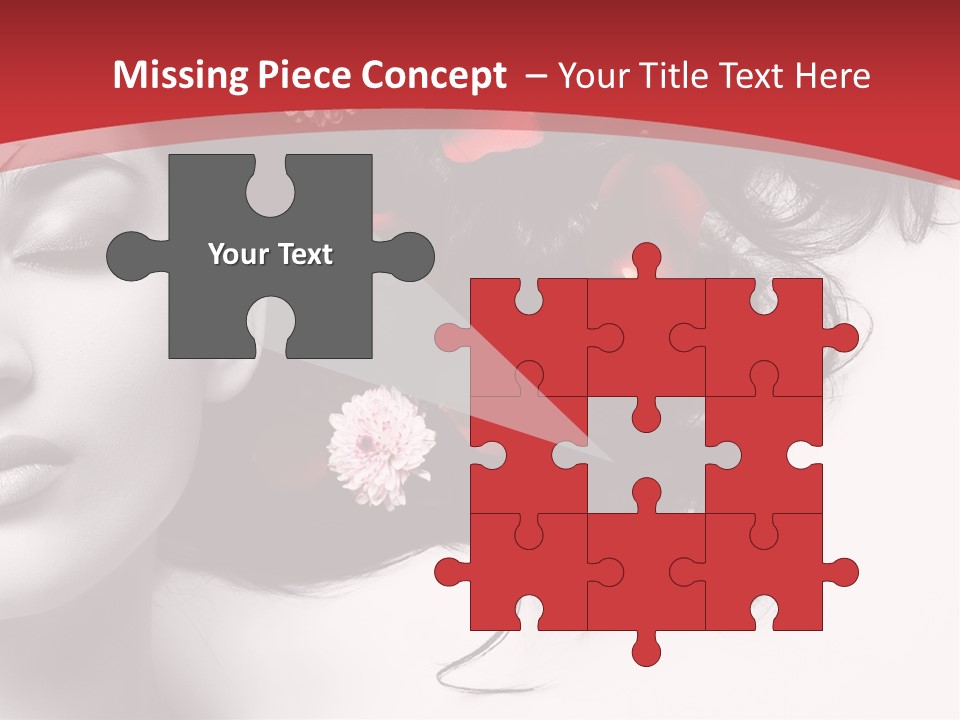 A Woman With Flowers In Her Hair And A Red Background PowerPoint Template