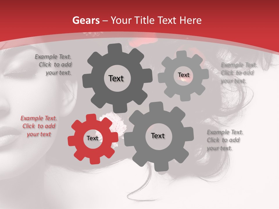 A Woman With Flowers In Her Hair And A Red Background PowerPoint Template