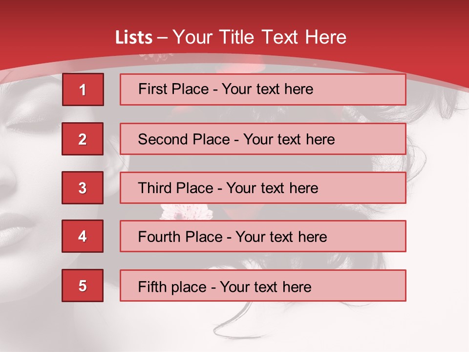 A Woman With Flowers In Her Hair And A Red Background PowerPoint Template