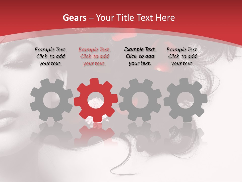 A Woman With Flowers In Her Hair And A Red Background PowerPoint Template