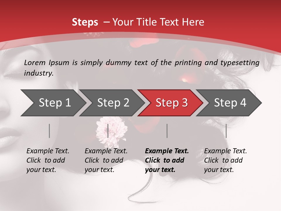 A Woman With Flowers In Her Hair And A Red Background PowerPoint Template