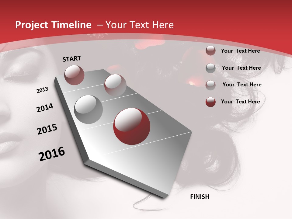 A Woman With Flowers In Her Hair And A Red Background PowerPoint Template