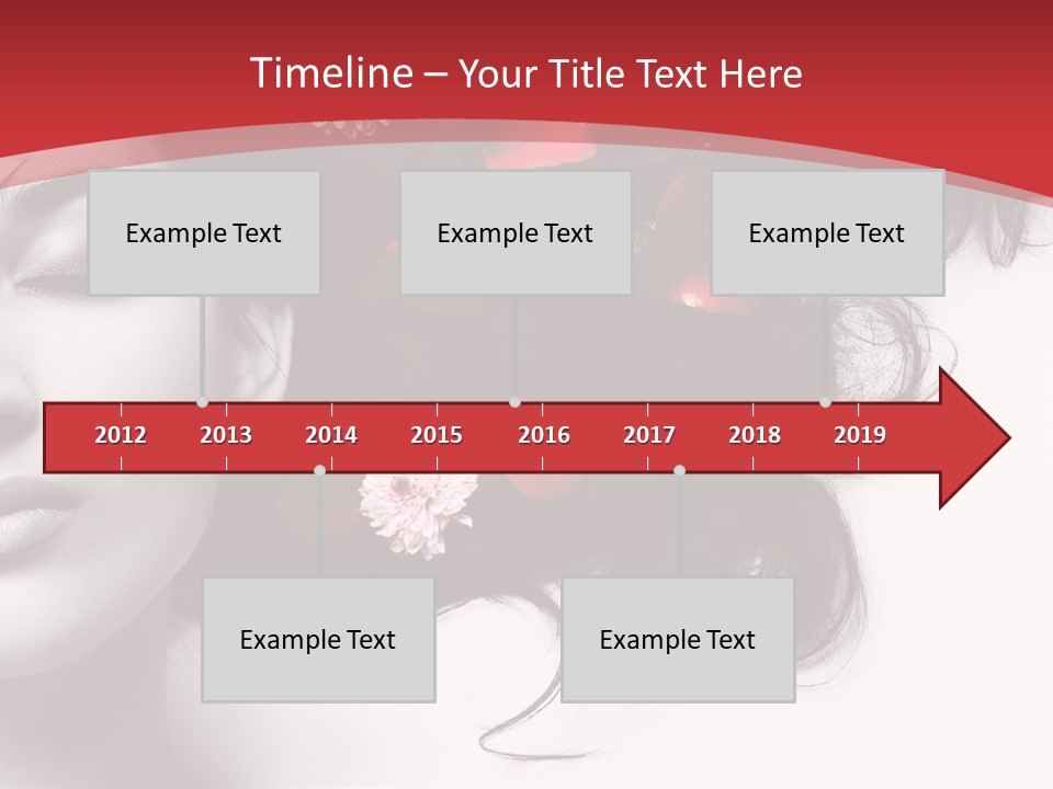 A Woman With Flowers In Her Hair And A Red Background PowerPoint Template