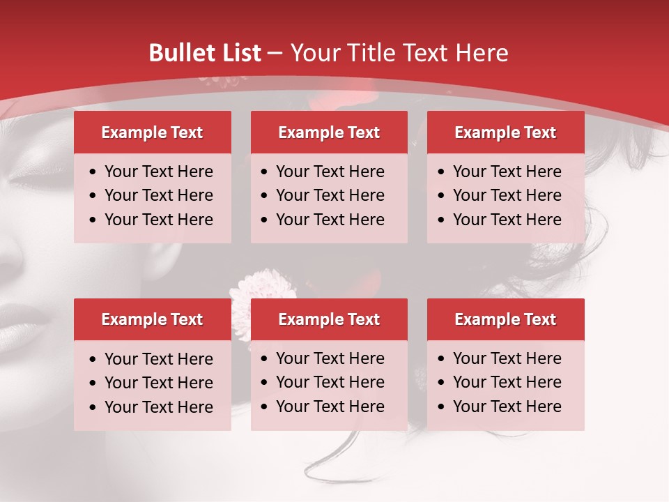 A Woman With Flowers In Her Hair And A Red Background PowerPoint Template