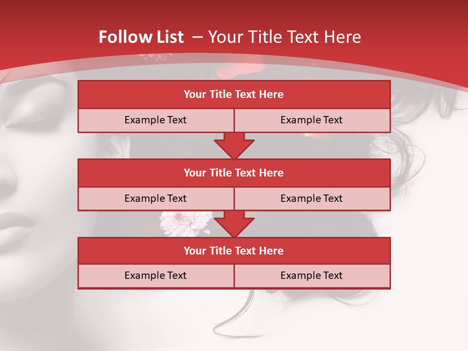 A Woman With Flowers In Her Hair And A Red Background PowerPoint Template
