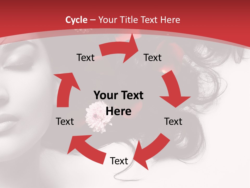 A Woman With Flowers In Her Hair And A Red Background PowerPoint Template