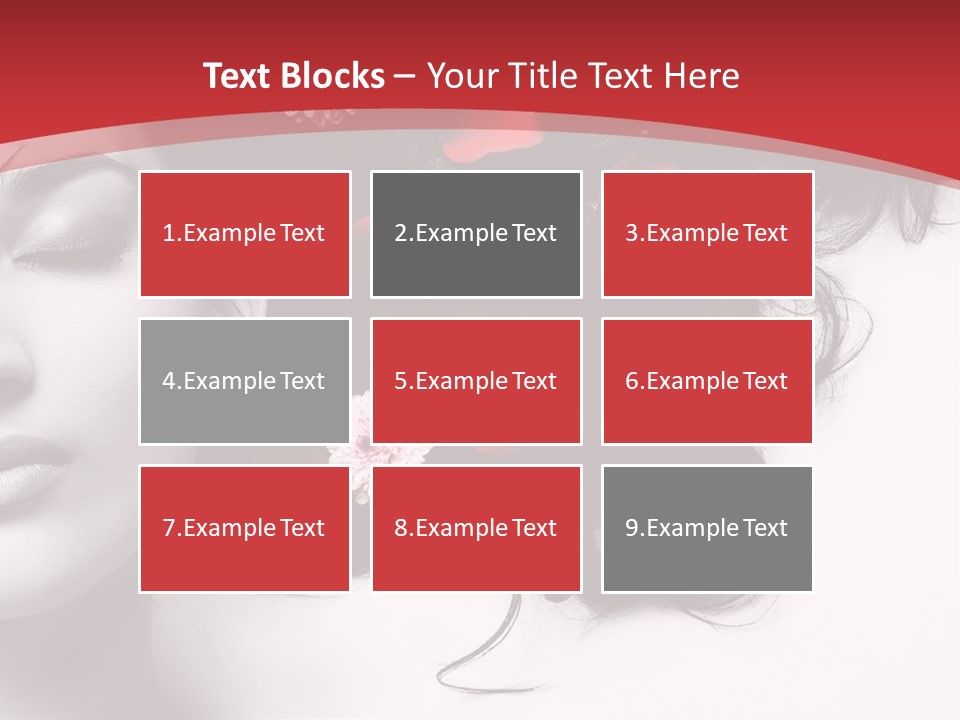 A Woman With Flowers In Her Hair And A Red Background PowerPoint Template