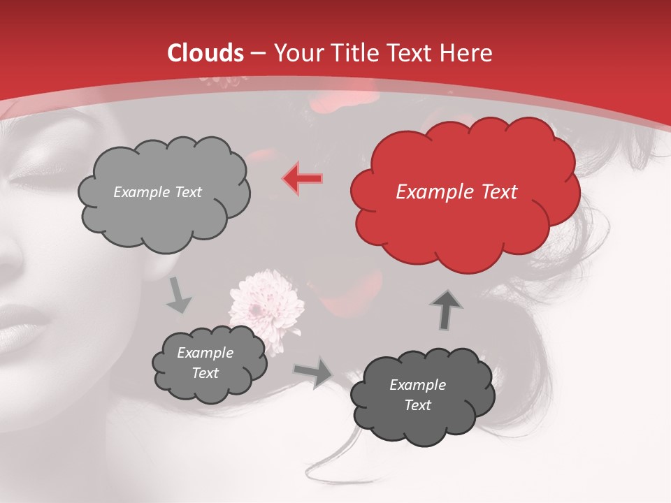 A Woman With Flowers In Her Hair And A Red Background PowerPoint Template