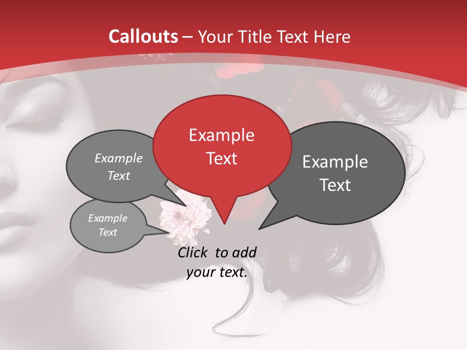 A Woman With Flowers In Her Hair And A Red Background PowerPoint Template