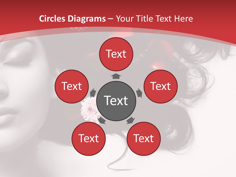 A Woman With Flowers In Her Hair And A Red Background PowerPoint Template