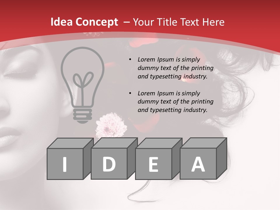 A Woman With Flowers In Her Hair And A Red Background PowerPoint Template