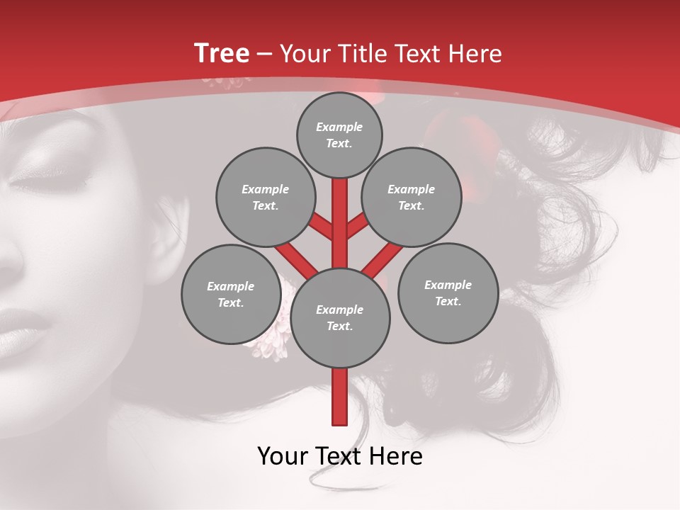 A Woman With Flowers In Her Hair And A Red Background PowerPoint Template