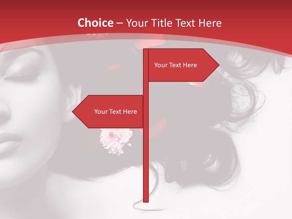 A Woman With Flowers In Her Hair And A Red Background PowerPoint Template