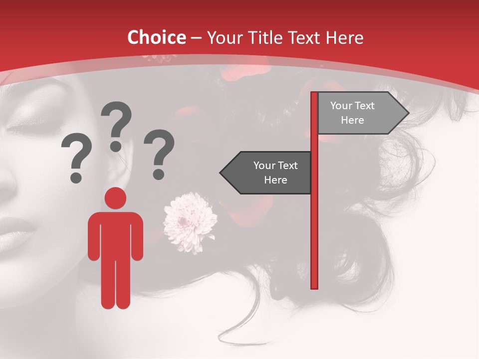 A Woman With Flowers In Her Hair And A Red Background PowerPoint Template