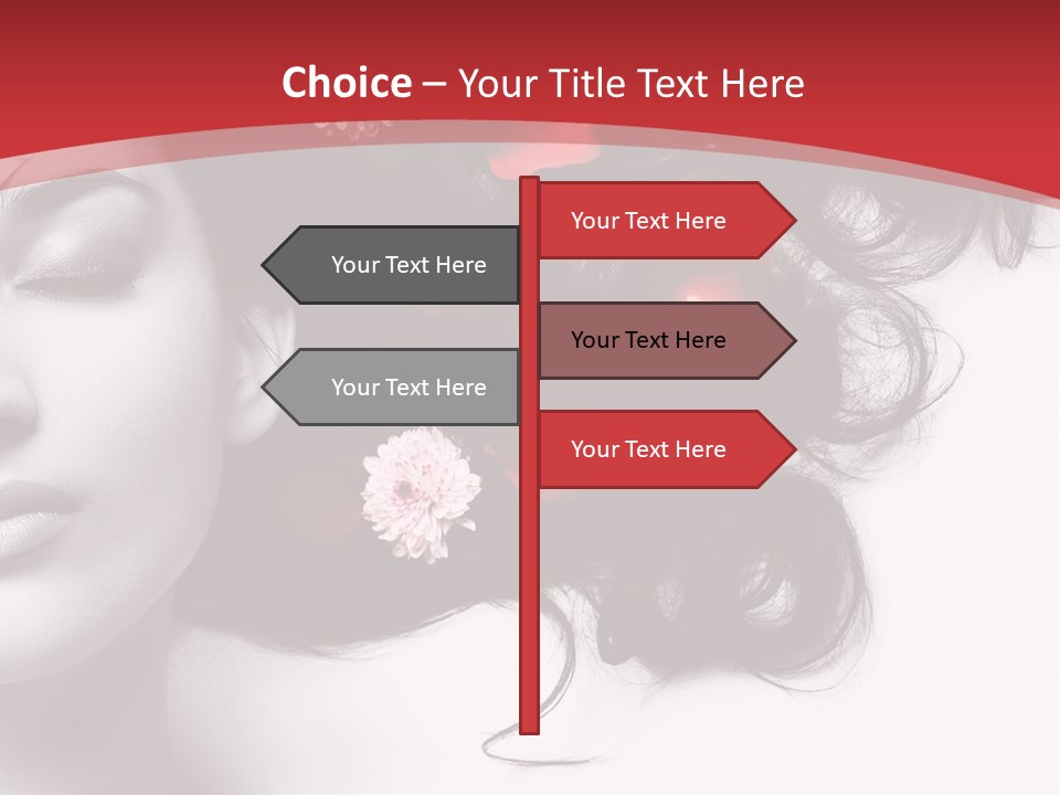 A Woman With Flowers In Her Hair And A Red Background PowerPoint Template