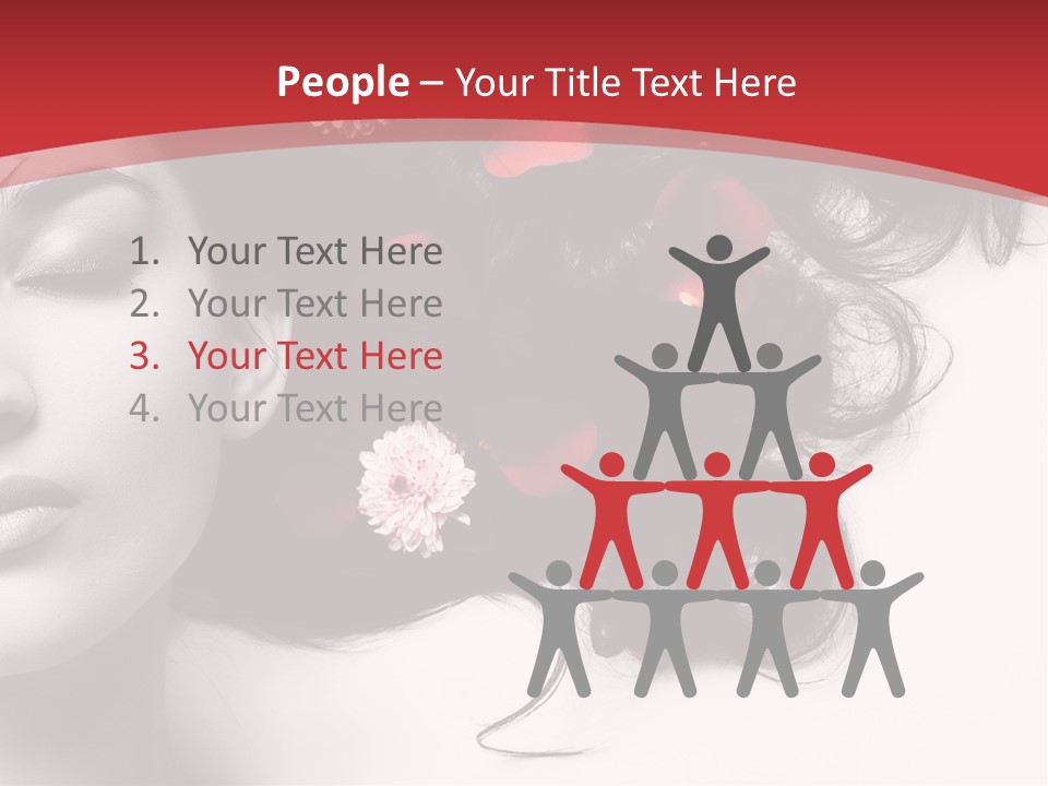 A Woman With Flowers In Her Hair And A Red Background PowerPoint Template